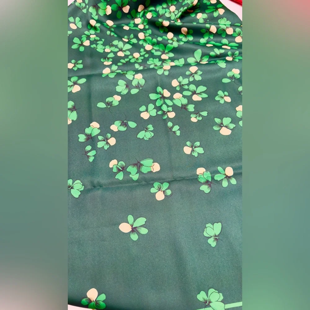 Vintage Valentino Green Silk Floral Butterfly Scarf